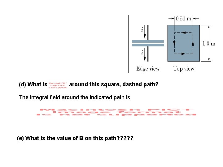 (d) What is around this square, dashed path? The integral field around the indicated