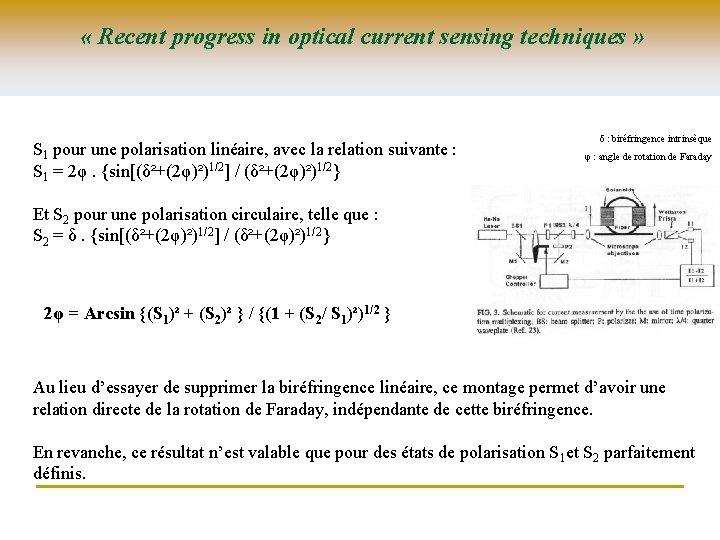  « Recent progress in optical current sensing techniques » S 1 pour une