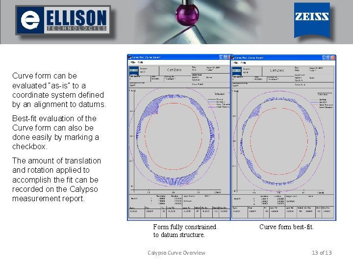 Curve form can be evaluated “as-is” to a coordinate system defined by an alignment