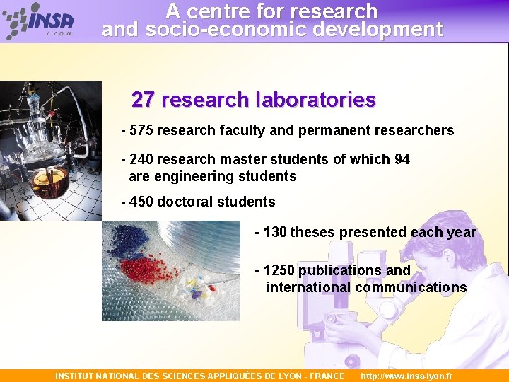  A centre for research and socio-economic development 27 research laboratories - 575 research