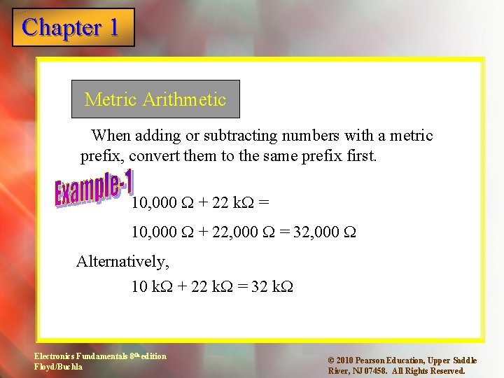 Chapter 1 Metric Arithmetic When adding or subtracting numbers with a metric prefix, convert Chapter 1 Metric Arithmetic When adding or subtracting numbers with a metric prefix, convert