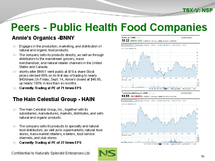 TSX-V: NSP Peers - Public Health Food Companies Annie’s Organics -BNNY Engages in the