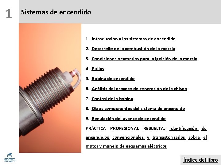 1 Sistemas de encendido 1. Introducción a los sistemas de encendido 2. Desarrollo de
