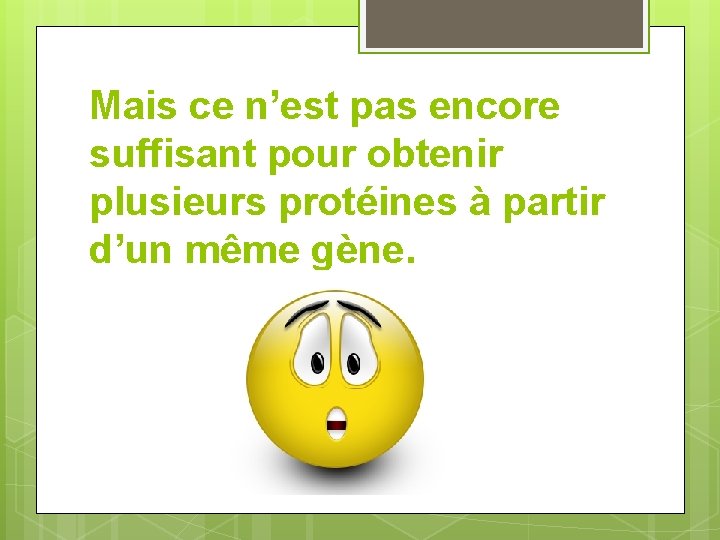 Mais ce n’est pas encore suffisant pour obtenir plusieurs protéines à partir d’un même