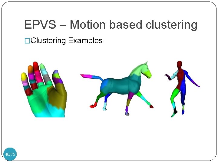 EPVS – Motion based clustering �Clustering Examples 46/72 