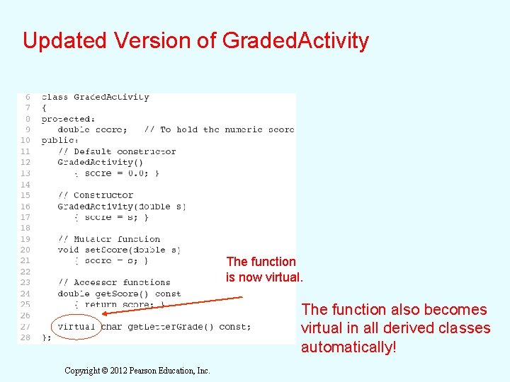 Updated Version of Graded. Activity The function is now virtual. The function also becomes Updated Version of Graded. Activity The function is now virtual. The function also becomes