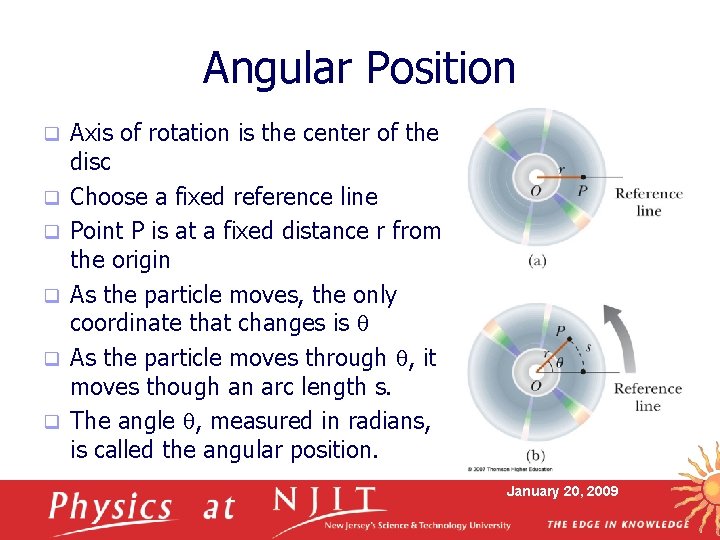 Angular Position q q q Axis of rotation is the center of the disc Angular Position q q q Axis of rotation is the center of the disc