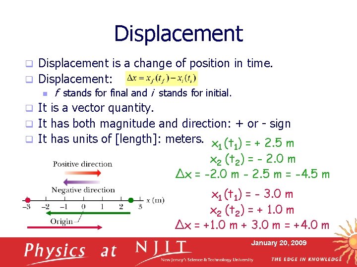Displacement is a change of position in time. q Displacement: q n f stands Displacement is a change of position in time. q Displacement: q n f stands