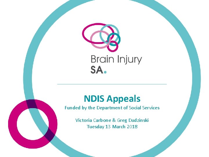 NDIS Appeals Funded by the Department of Social Services Victoria Carbone & Greg Dudzinski