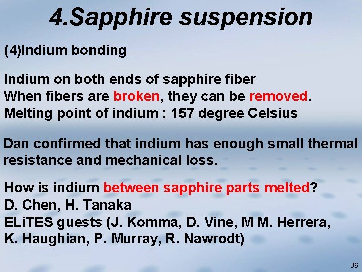 4. Sapphire suspension (4)Indium bonding Indium on both ends of sapphire fiber When fibers