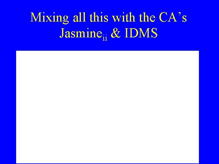 Mixing all this with the CA’s Jasmineii & IDMS 