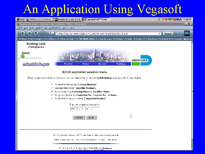 An Application Using Vegasoft 