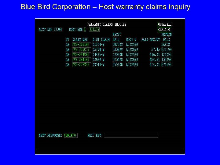 Blue Bird Corporation – Host warranty claims inquiry 