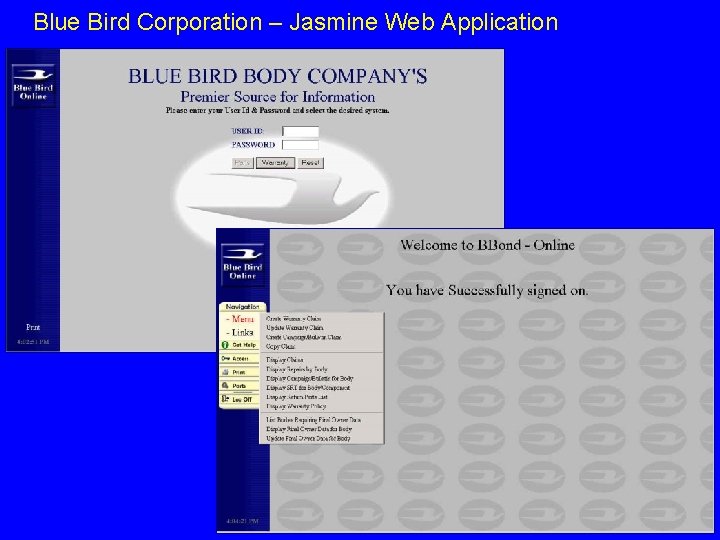 Blue Bird Corporation – Jasmine Web Application 