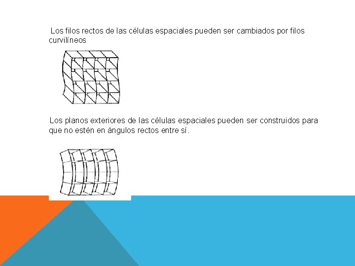 Los filos rectos de las células espaciales pueden ser cambiados por filos curvilíneos Los Los filos rectos de las células espaciales pueden ser cambiados por filos curvilíneos Los