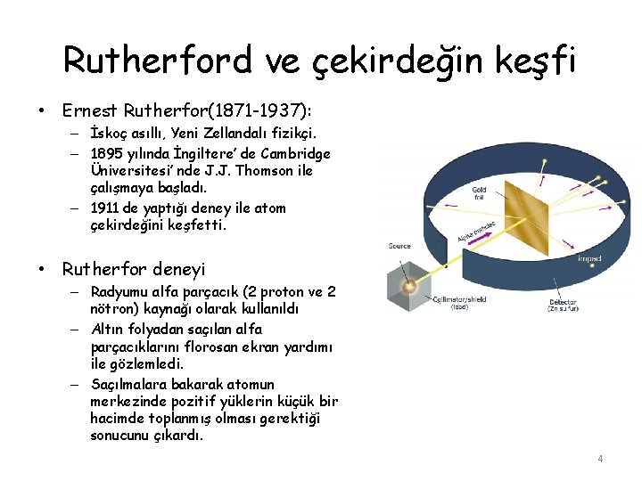 Rutherford ve çekirdeğin keşfi • Ernest Rutherfor(1871 -1937): – İskoç asıllı, Yeni Zellandalı fizikçi.