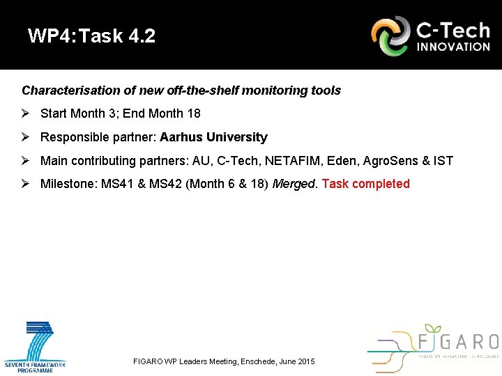 WP 4: Task 4. 2 Characterisation of new off-the-shelf monitoring tools Ø Start Month WP 4: Task 4. 2 Characterisation of new off-the-shelf monitoring tools Ø Start Month