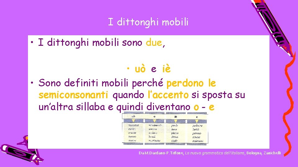 I dittonghi mobili • I dittonghi mobili sono due, • uò e iè •