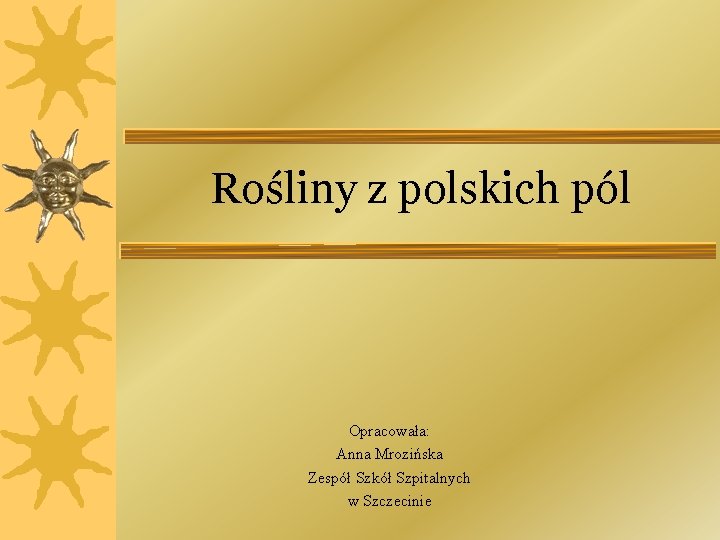 Rośliny z polskich pól Opracowała: Anna Mrozińska Zespół Szkół Szpitalnych w Szczecinie 