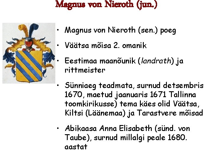 Magnus von Nieroth (jun. ) • Magnus von Nieroth (sen. ) poeg • Väätsa