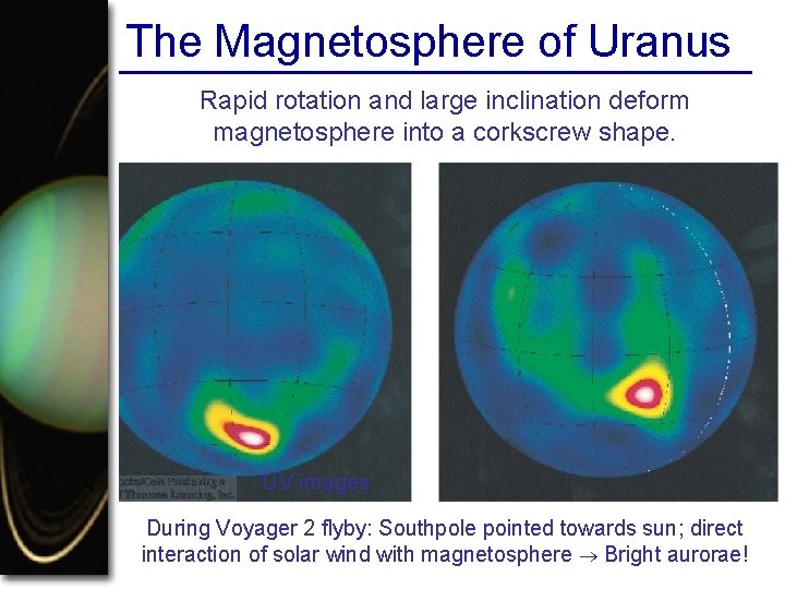 The Magnetosphere of Uranus Rapid rotation and large inclination deform magnetosphere into a corkscrew