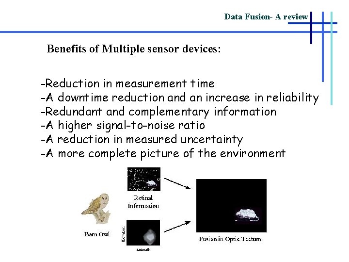 Data Fusion- A review Benefits of Multiple sensor devices: -Reduction in measurement time -A