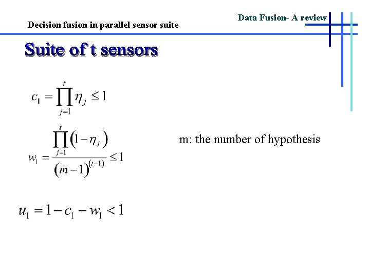 Decision fusion in parallel sensor suite Data Fusion- A review m: the number of