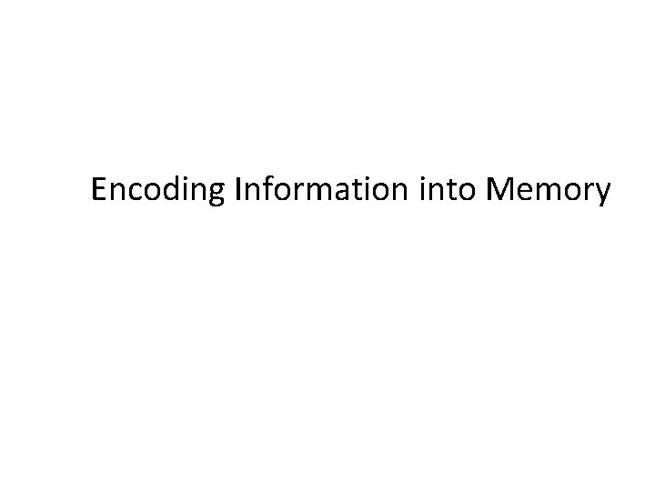 Encoding Information into Memory 