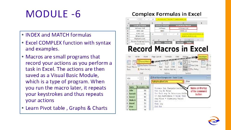 MODULE -6 • INDEX and MATCH formulas • Excel COMPLEX function with syntax and
