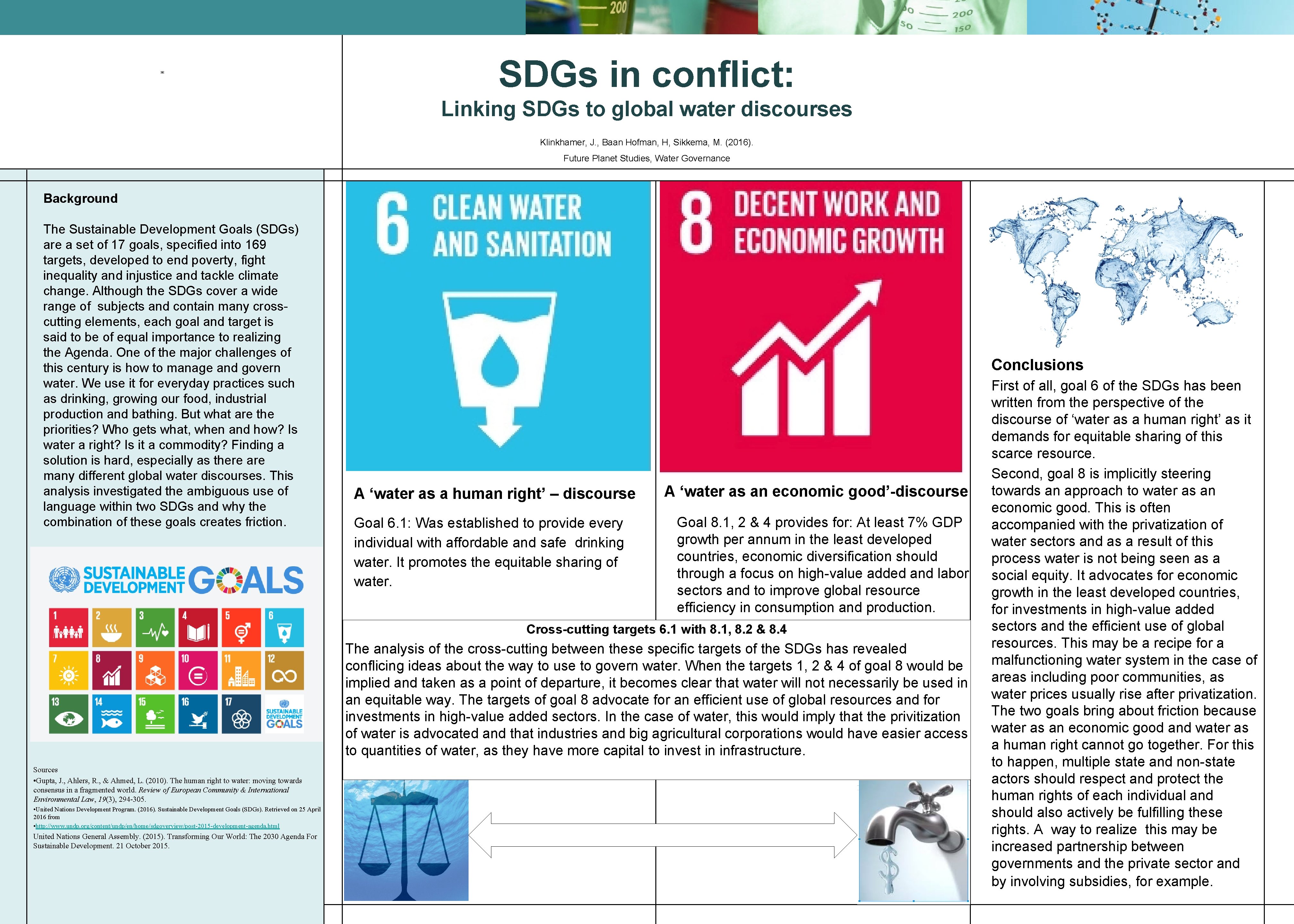 ￼ SDGs in conflict: Linking SDGs to global water discourses Klinkhamer, J. , Baan