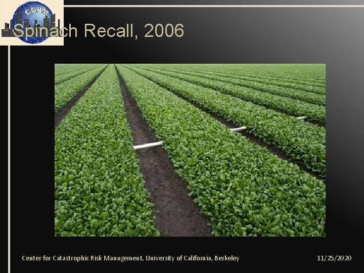 Spinach Recall, 2006 Center for Catastrophic Risk Management, University of California, Berkeley 11/25/2020 