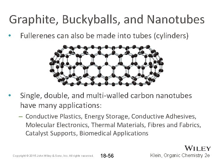 Graphite, Buckyballs, and Nanotubes • Fullerenes can also be made into tubes (cylinders) •