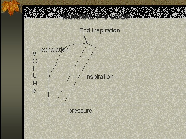 NORMAL P-V LOOP End inspiration V O l U M e exhalation inspiration pressure