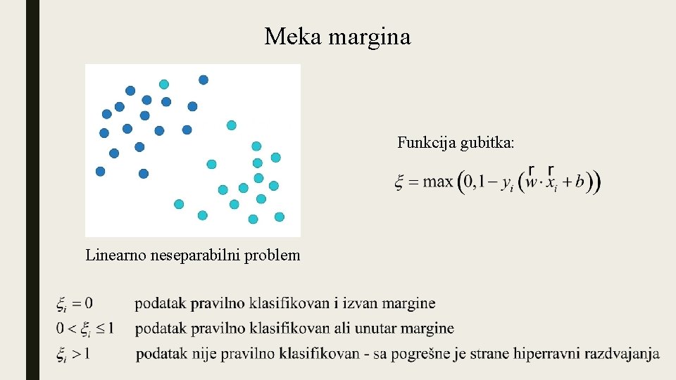 Meka margina Funkcija gubitka: Linearno neseparabilni problem 