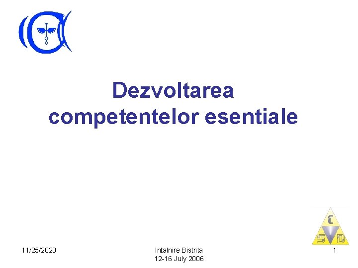 Dezvoltarea competentelor esentiale 11/25/2020 Intalnire Bistrita 12 -16 July 2006 1 