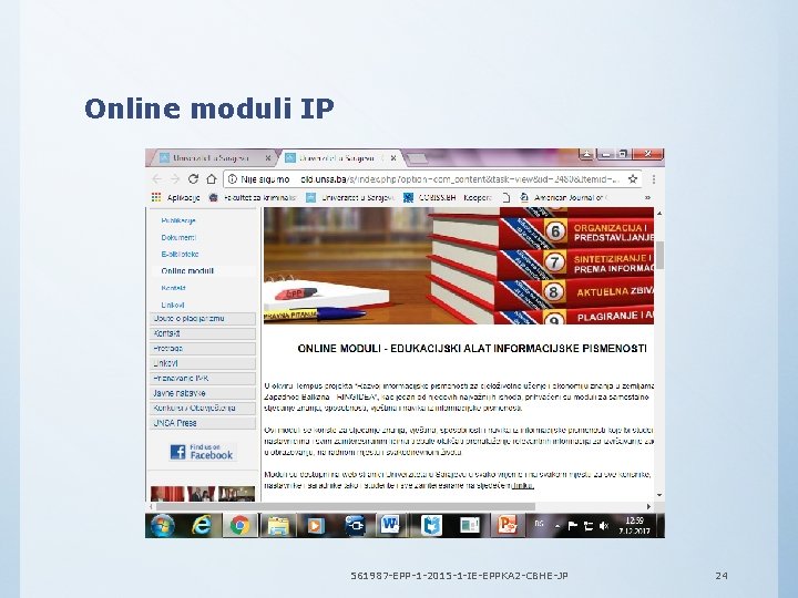Online moduli IP 561987 -EPP-1 -2015 -1 -IE-EPPKA 2 -CBHE-JP 24 