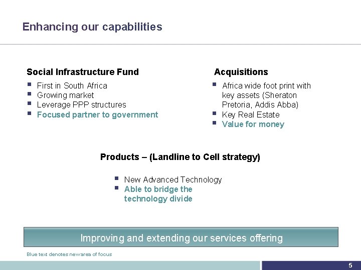 Enhancing our capabilities Social Infrastructure Fund Acquisitions § § § First in South Africa