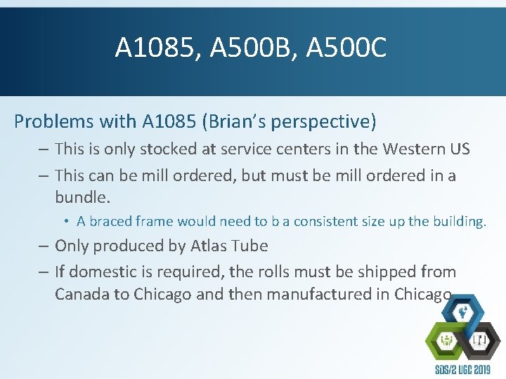 A 1085, A 500 B, A 500 C Problems with A 1085 (Brian’s perspective)