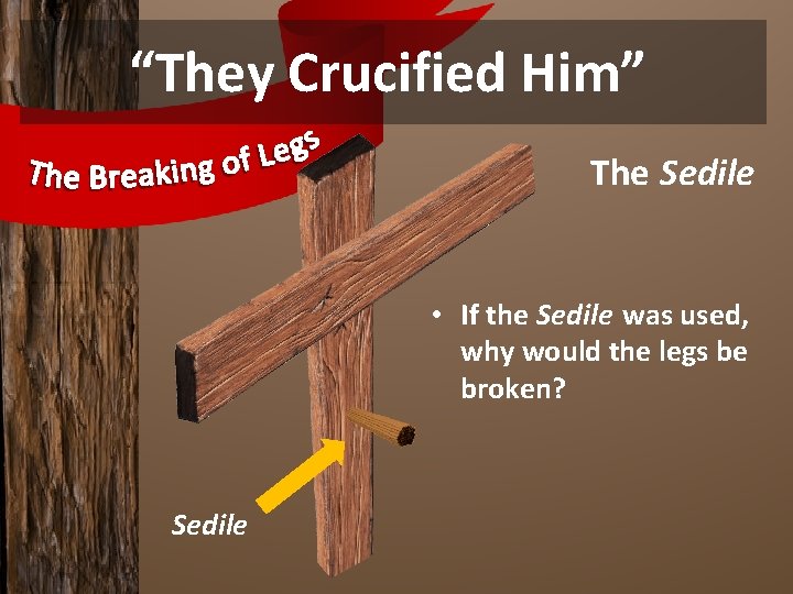 “They Crucified Him” The Sedile • If the Sedile was used, why would the
