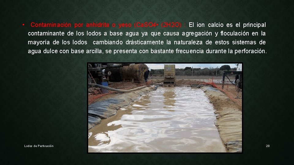  • Contaminación por anhidrita o yeso (Ca. SO 4 • (2 H 2