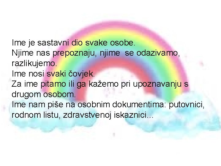 Ime je sastavni dio svake osobe. Njime nas prepoznaju, njime se odazivamo, razlikujemo. Ime