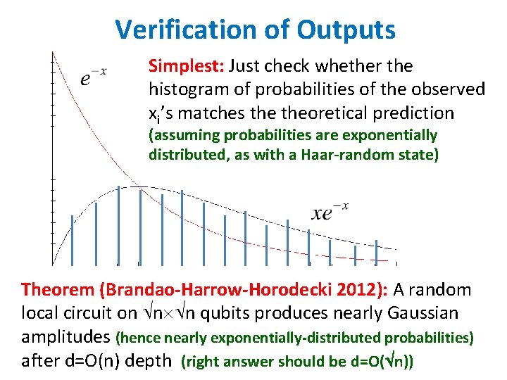 Verification of Outputs Simplest: Just check whether the histogram of probabilities of the observed