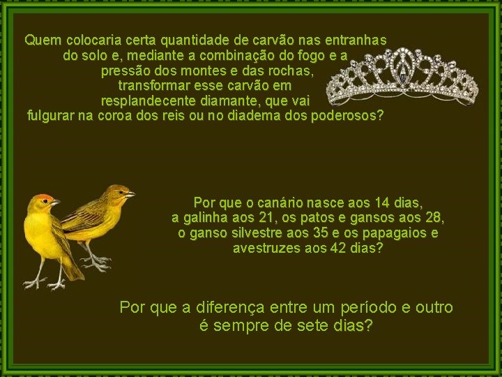 Quem colocaria certa quantidade de carvão nas entranhas do solo e, mediante a combinação