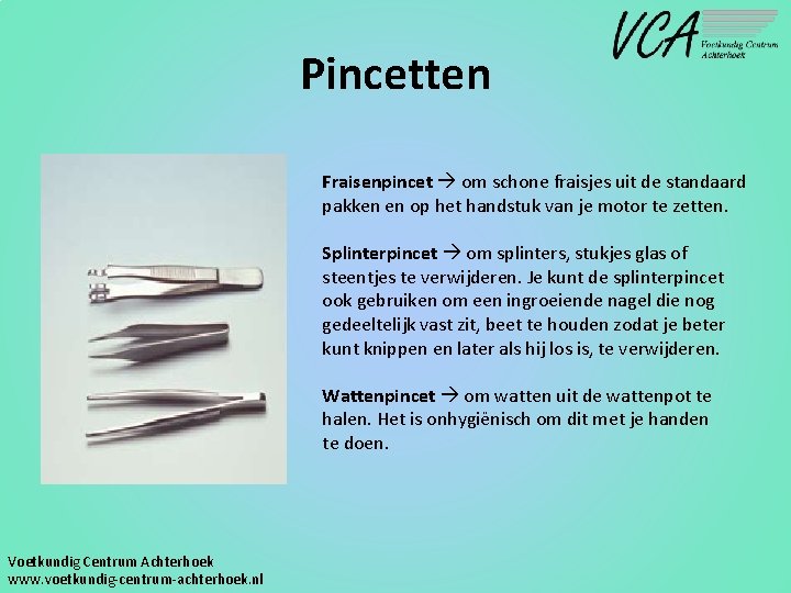 Pincetten Fraisenpincet om schone fraisjes uit de standaard pakken en op het handstuk van