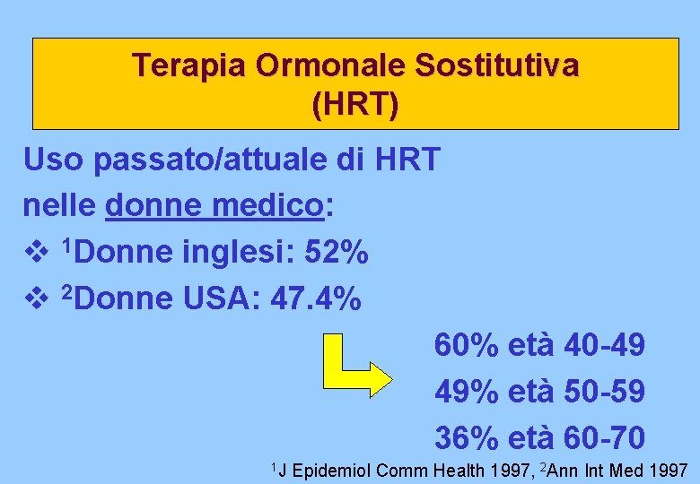 Terapia Ormonale Sostitutiva (HRT) Uso passato/attuale di HRT nelle donne medico: v 1 Donne
