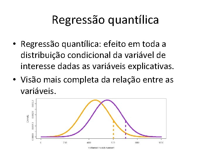 Regressão quantílica • Regressão quantílica: efeito em toda a distribuição condicional da variável de