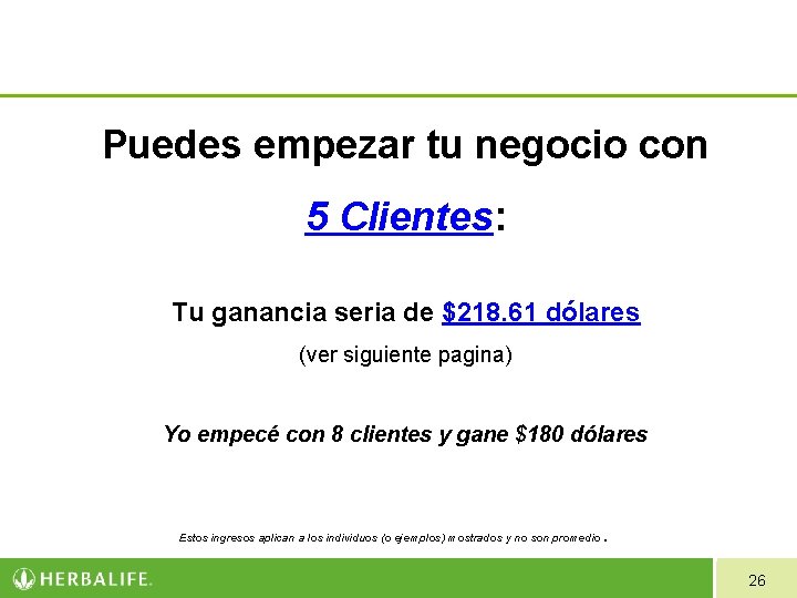 Puedes empezar tu negocio con 5 Clientes: Tu ganancia seria de $218. 61 dólares Puedes empezar tu negocio con 5 Clientes: Tu ganancia seria de $218. 61 dólares