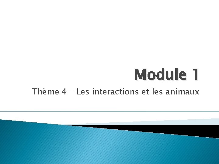 Module 1 Thème 4 – Les interactions et les animaux 