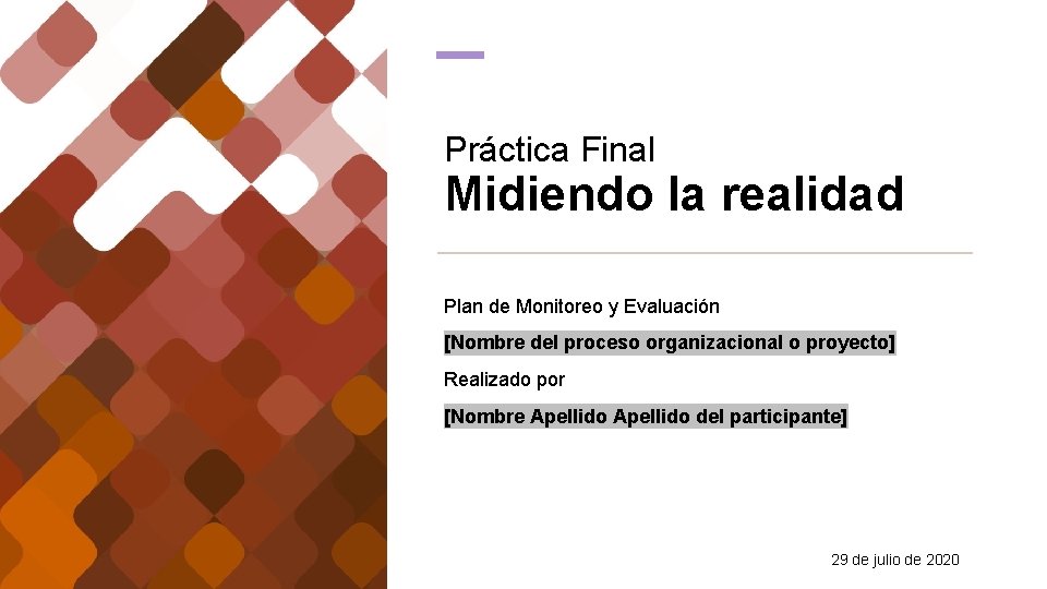 Práctica Final Midiendo la realidad Plan de Monitoreo y Evaluación [Nombre del proceso organizacional