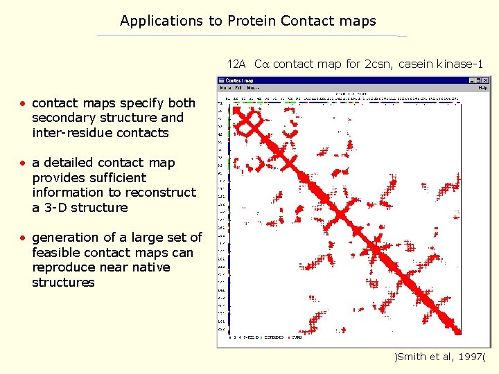 Applications to Protein Contact maps 12 A C contact map for 2 csn, casein